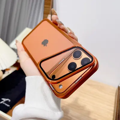 iPhone 18 Pro Max telefon kılıfı, elektrokaplama lensli görünmez braket, Apple 17 şeffaf darbeye dayanıklı 16PC kılıf için uygun. - 7