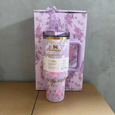 Stanley tarzı Aşk Bahçesi termos bardak, 40 oz baskılı - 9