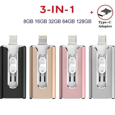 Эксклюзивная трансграничная 3-в-1 флешка для телефона с USB, конструкция выдвижного типа, совместима с интерфейсами Apple, Android и Type-C, подарок для компьютерной внешней торговли, 1T