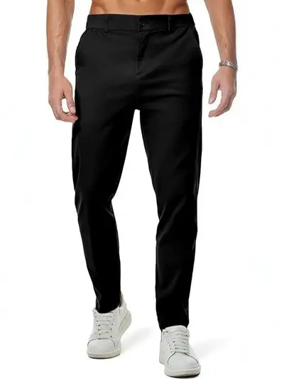 Plus Size Amazon Large Size Wrinkle-Resistant Trousers Long Pants Golf Men's Stretch Solid Color Work Business Formal Dress Pants