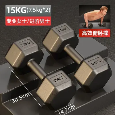 哑铃男士健身家用器材女壶铃练臂肌一对六角包胶亚玲套装组合学生 - 10