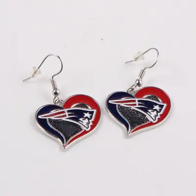 NFL Peach Heart Drop Oil 32 Sports Team Series Earrings with Cowboys, Steelers, Pirates, Seahawks and Other Team Logos