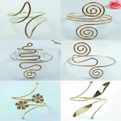 Rhinestone Flower Open Arm Bangle, Geometric Bracelet