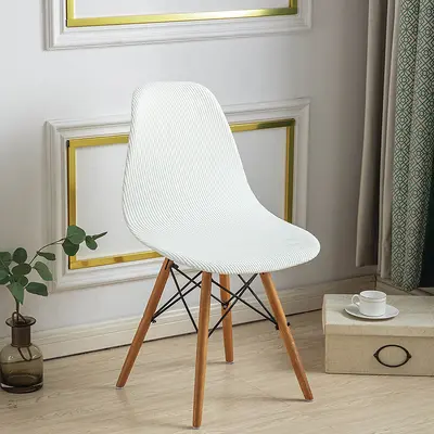 Amazon Kalın Mısır Kadifesi Eames Kabuk Sandalye Kılıfı Toz Geçirmez Aşınmaya Dayanıklı Granül Polar Kavisli Kulüp Sandalye Kılıfı - 13
