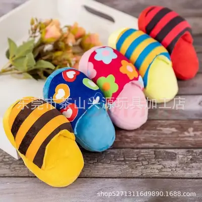 Pet ses çıkaran peluş terlik oyuncak, dayanıklı çiğneme oyuncağı - 3