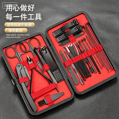 工厂直销指甲刀套装24件套高端指甲剪修甲工具鼻毛剪挖耳勺指甲钳 - 2