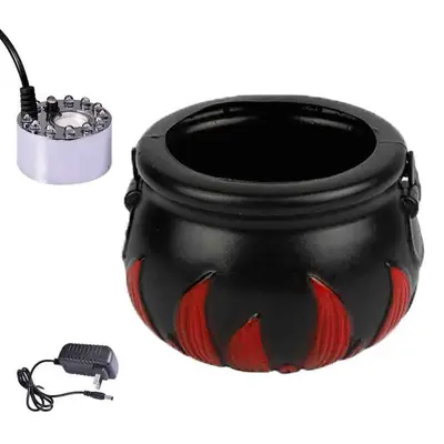 12 LED Halloween Witch Bucket Smoke Machine, Big Witch Cauldron Fog Head, Witch Light with Color-Changing Ambience for Scene Decoration