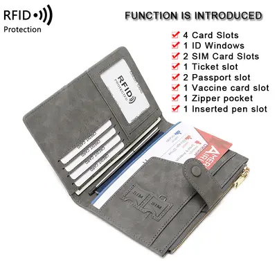 Sınır ötesi yeni anti-hırsızlık RFID pasaport tutucu fermuar tokası pasaport kapağı belge tutucu çok fonksiyonlu seyahat pasaport çantası