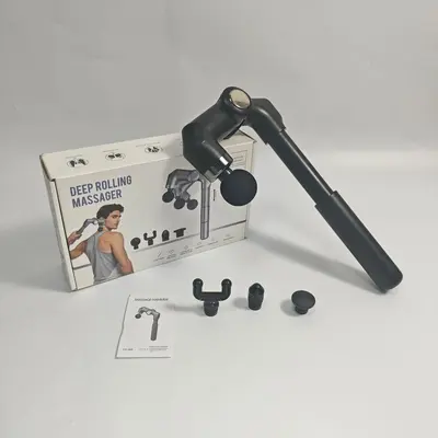 Electric fascia gun with long handle, angled back massage head - 8