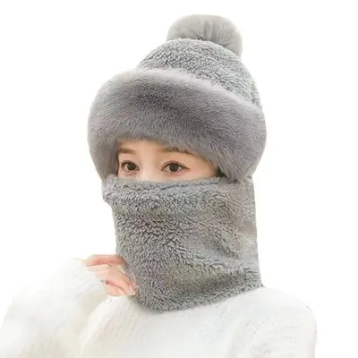 Winter Hat with Ear Protection, Windproof, Fleece-Lined Neck Gaiter and Mask
