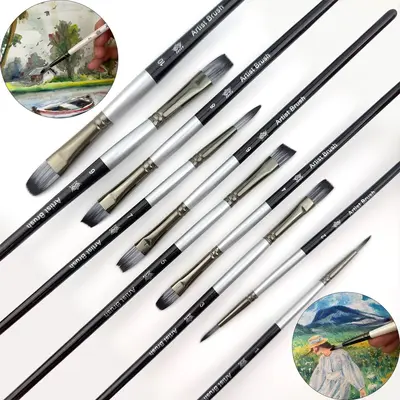 10-Piece Pearl White Student Painting Set Nylon Hair Brushes - 4