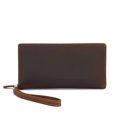Crazy Horse Genuine Leather Long Men's Wallet, Multi-Card Slots, Large Capacity - 7
