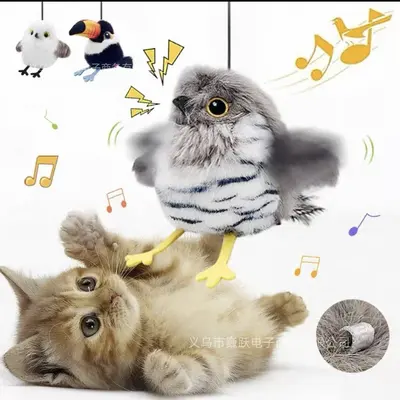 Bird Cat Toy with Realistic Chirping Bird Sound, Interactive Cat Teaser Wand - 2