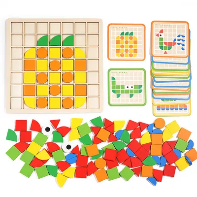 3D Ahşap Mozaik Puzzle, Çocuklar İçin Erken Eğitim Yapı Blokları Oyuncağı - 5