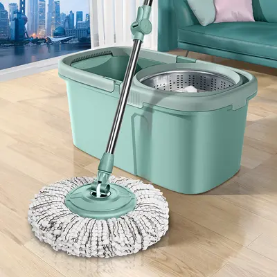 Hands-Free Rotating Mop with Dual-Drive Spin Dry and Single Bucket - 7