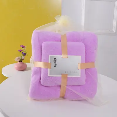 Thickened bath towel set coral fleece parent-child - 11