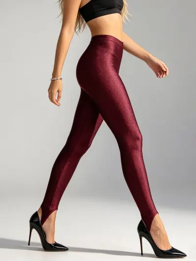 Parlak Simli Ayak Altı Uzun Tayt, Yüksek Elastikiyetli Renkli Yoga ve Fitness Taytı - 7