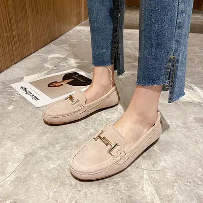 Women's Genuine Leather Slip-On Loafers, Casual Flat Shoes, Spring 2025
