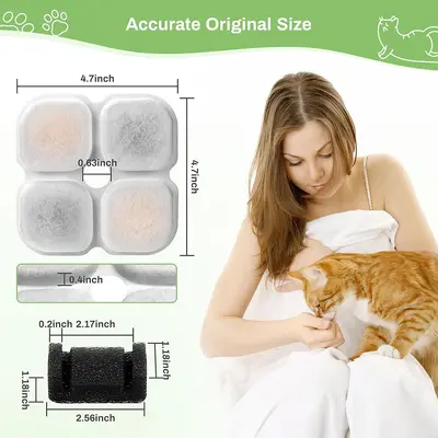 Amazon Best-Selling Water Dispenser Filter 3L Cat Water Fountain Filter Cotton Triple Filter Replacement Pack Boxed