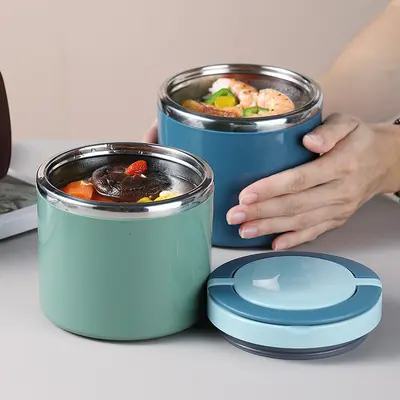 Large Insulated Stainless Steel Lunch Box with Handle and Lid - 5