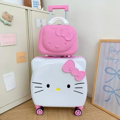 Cute Cat Print Large Capacity Trolley Case, Lightweight and Silent Wheels - 10