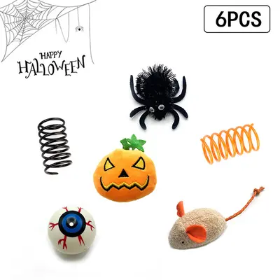 Halloween Spider-Shaped Interactive Cat Toy Set - 5
