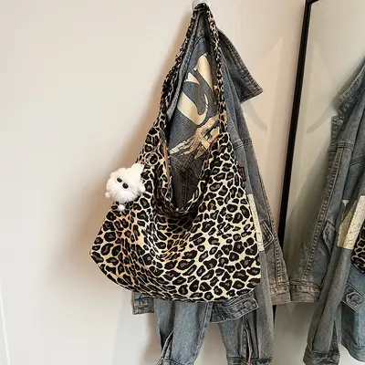 Leopard Print Casual Tote Bag for Women, Large Capacity - 4