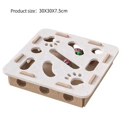 Cat Scratch Board Self-Play Interactive Cat Toy with Maze and Felt Box - 11