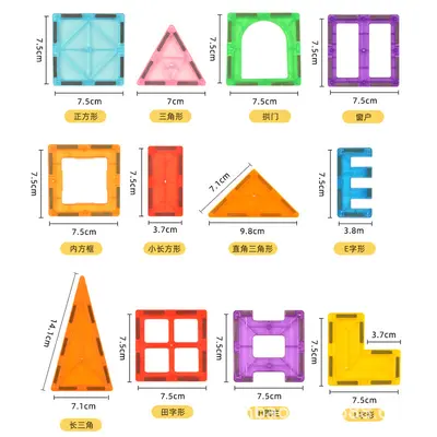 Manyetik Yapı Blokları, Renkli Pencere Levhalı Erken Eğitim Puzzle Oyuncağı - 5