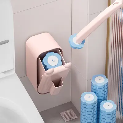 Wall-Mounted Disposable Toilet Brush for Bathroom Corner Cleaning