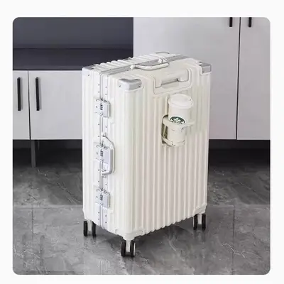 Robuster und langlebiger Koffer 24 Zoll Herren 360-Grad-Rollen Herren Aluminiumrahmen Trolley Zahlenkombination Reisekoffer 28 Zoll großes Fassungsvermögen Lederkoffer
