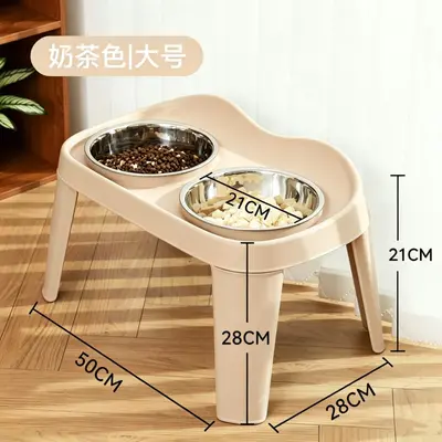 Stainless Steel Elevated Double Dog Bowl for Medium and Large Dogs - 11