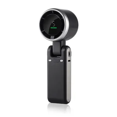 N-607 Turbo Handheld Mini Fan with Digital Display, USB Rechargeable, Neck-Hanging