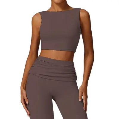 Çıplak yoga yeleği, spor koşu seksi yoga üstü, çabuk kuruyan koşu spor yoga giyim fabrikası - 5
