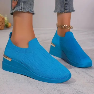 Plus Size Women's Sock Shoes, Breathable Mesh, Thick Sole, Colour Block - 10