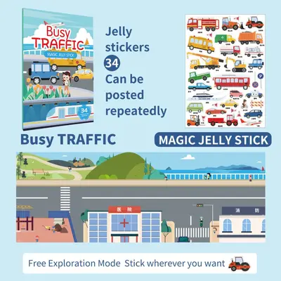 Children's Scene-Based Quiet Jelly Sticker Book and Puzzle - 11