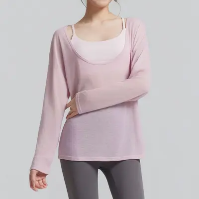 Two-Piece Yoga Cover-Up Set with Support Tank and Loose Running Top - 8