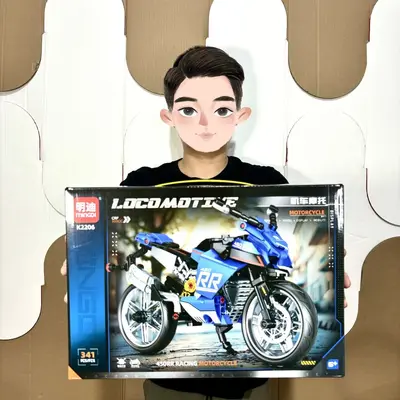 Boys Gift Box Motorcycle Building Block Educational Model Set
