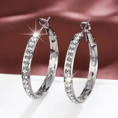 Geometrische Zirkonia-Ohrringe, Damen, leichter Luxus - 3