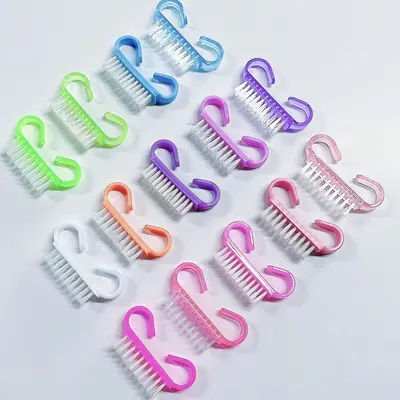 Colorful Manicure Plastic Brush Set with Calf Horn and Dust Brush - 2