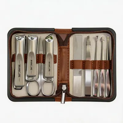 9-Piece Nail Care Set Leather Case Gift Box - 5