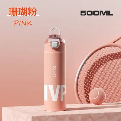 316 Vakumlu Paslanmaz Çelik Pop-Up Düz İçim Termos Bardak Büyük Kapasiteli 600 ml - 8