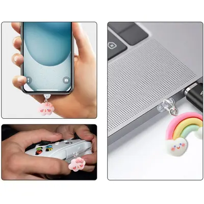 Universal Cartoon Phone Dust Plug Silicone Port Stopper for Type-C Apple Android Huawei