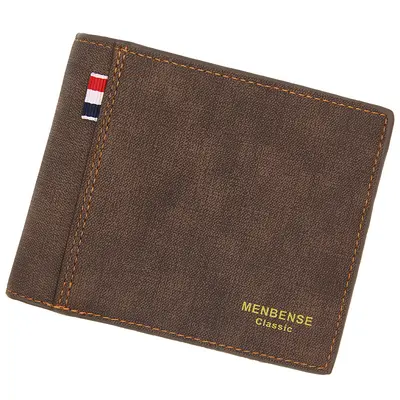 Men's Short Wallet, Large Capacity, Frosted Retro Business Wallet - 8