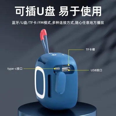 Wireless Mini Bluetooth Speaker with Card Slot and Subwoofer, Portable