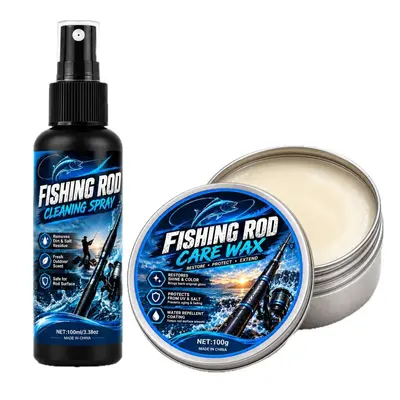 Fishing Rod Cleaning Spray with Odor Remover, Care Polish Paste Set