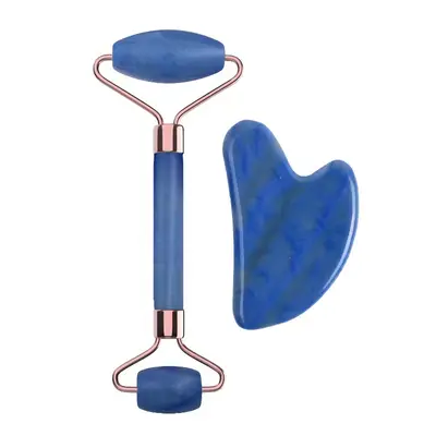 Grenzüberschreitender Lagerbestand Blauer Dongling-Jade-Roller Gua Sha Board Manueller Kugelmassagegerät Gesichts-Meridian-Massagegerät - 11