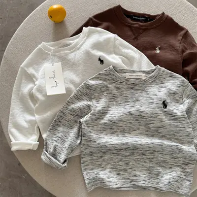 Kinder-Langarm-T-Shirt, Herbst, einfarbig