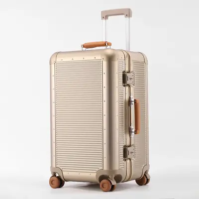 28 Inch Retro Aluminum Frame Trolley Case, Silent Wheels, Combination Lock - 10