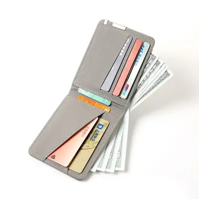 Men's Short Leather Slim Wallet with Multiple Card Slots - 4